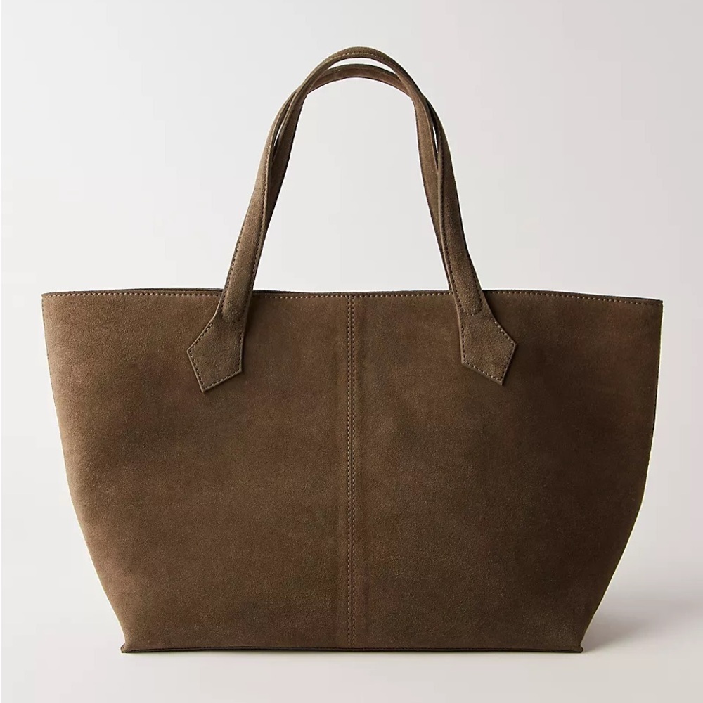 Free People Suede Tote Bag in Olive Brown
